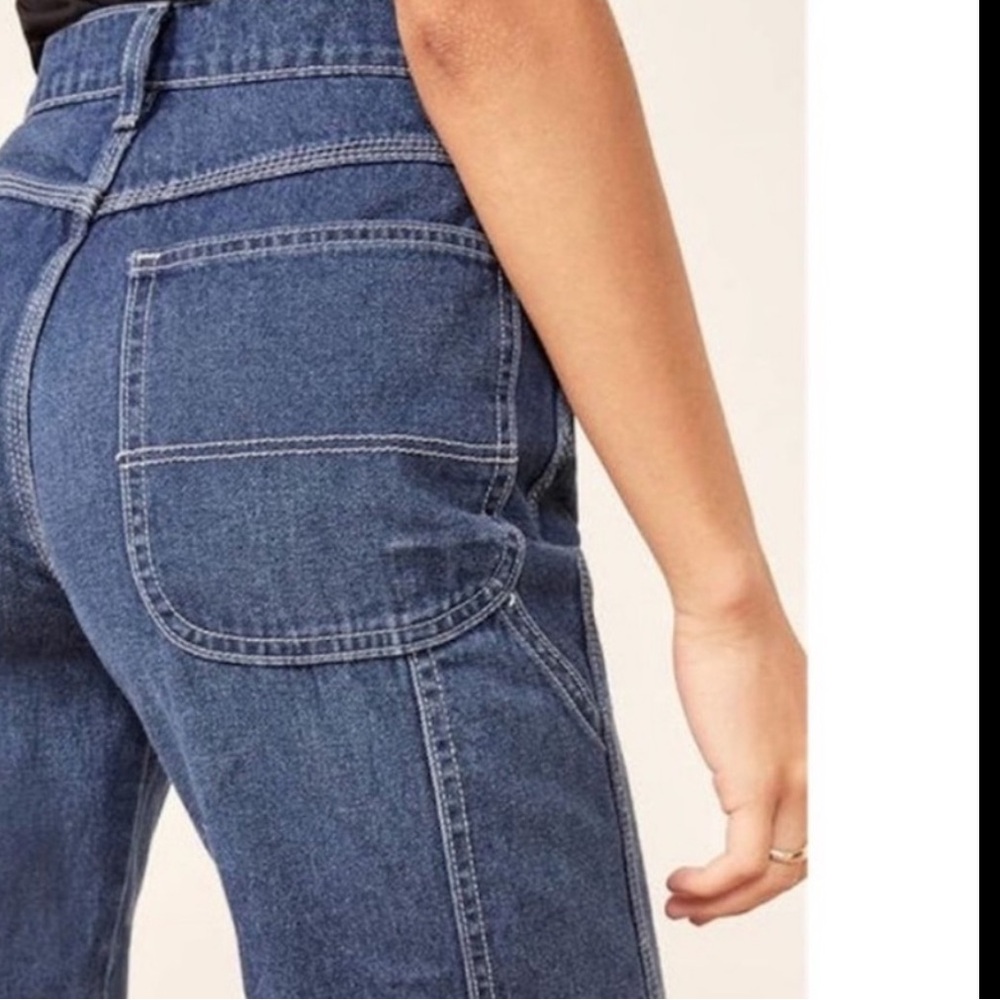 Reformation Max Jeans 26 vintage inspired carpenter Indigo wash frayed crop - Picture 11 of 11